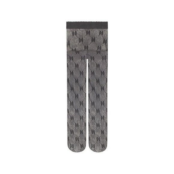 NWT Gucci Knit GG Logo Net Tights in Grey Graphite Shimmer Sz M - Picture 2 of 8